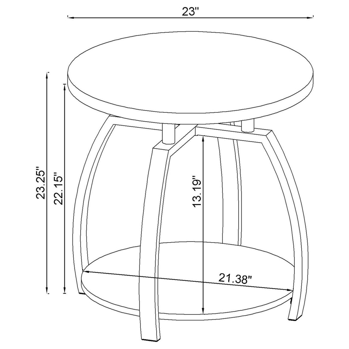 722208-S2 Dacre 2-piece Round Coffee and End Table Set Dark Charcoal