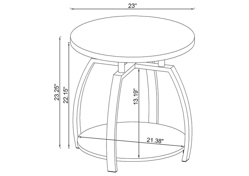 722208-S2 Dacre 2-piece Round Coffee and End Table Set Dark Charcoal