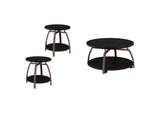 722208-S3 Dacre 3-piece Round Coffee and End Table Set Dark Charcoal