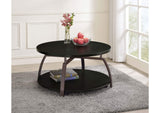 722208 Dacre Round Engineered Wood Top Coffee Table Dark Charcoal