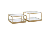 722660 Renee 2-piece Square Coffee Table Set Rose Brass