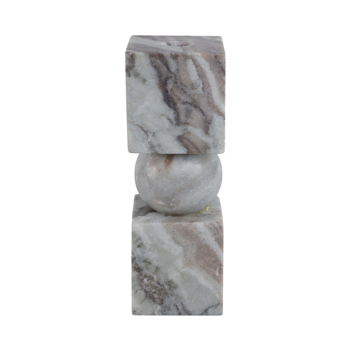 9" Chunky Marble Taper Holder - Tan