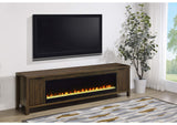 722823 Carey 79-inch TV Stand Fireplace Media Console Dark Pine