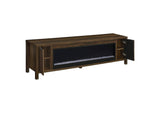 722823 Carey 79-inch TV Stand Fireplace Media Console Dark Pine