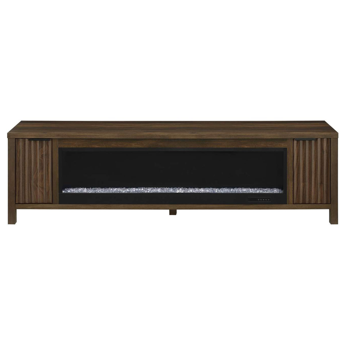 722823 Carey 79-inch TV Stand Fireplace Media Console Dark Pine