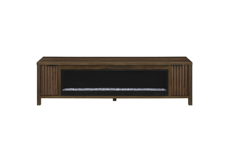 722823 Carey 79-inch TV Stand Fireplace Media Console Dark Pine