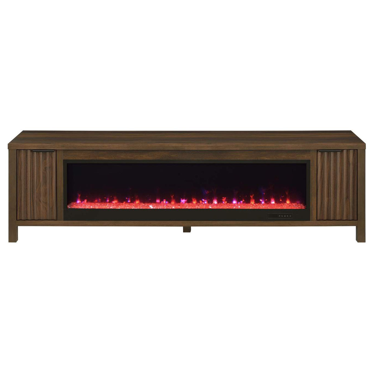 722823 Carey 79-inch TV Stand Fireplace Media Console Dark Pine