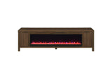 722823 Carey 79-inch TV Stand Fireplace Media Console Dark Pine