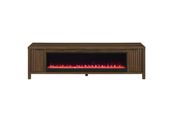 722823 Carey 79-inch TV Stand Fireplace Media Console Dark Pine