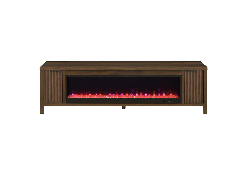 722823 Carey 79-inch TV Stand Fireplace Media Console Dark Pine