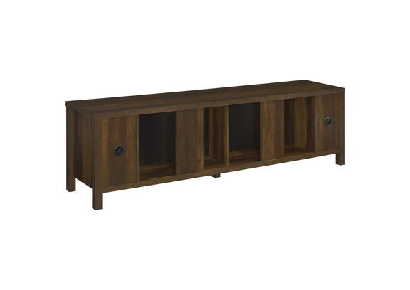 722823 Carey 79-inch TV Stand Fireplace Media Console Dark Pine