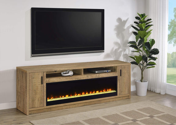 722843 Eddy 79-inch 2-door TV Stand Fireplace Media Console Mango