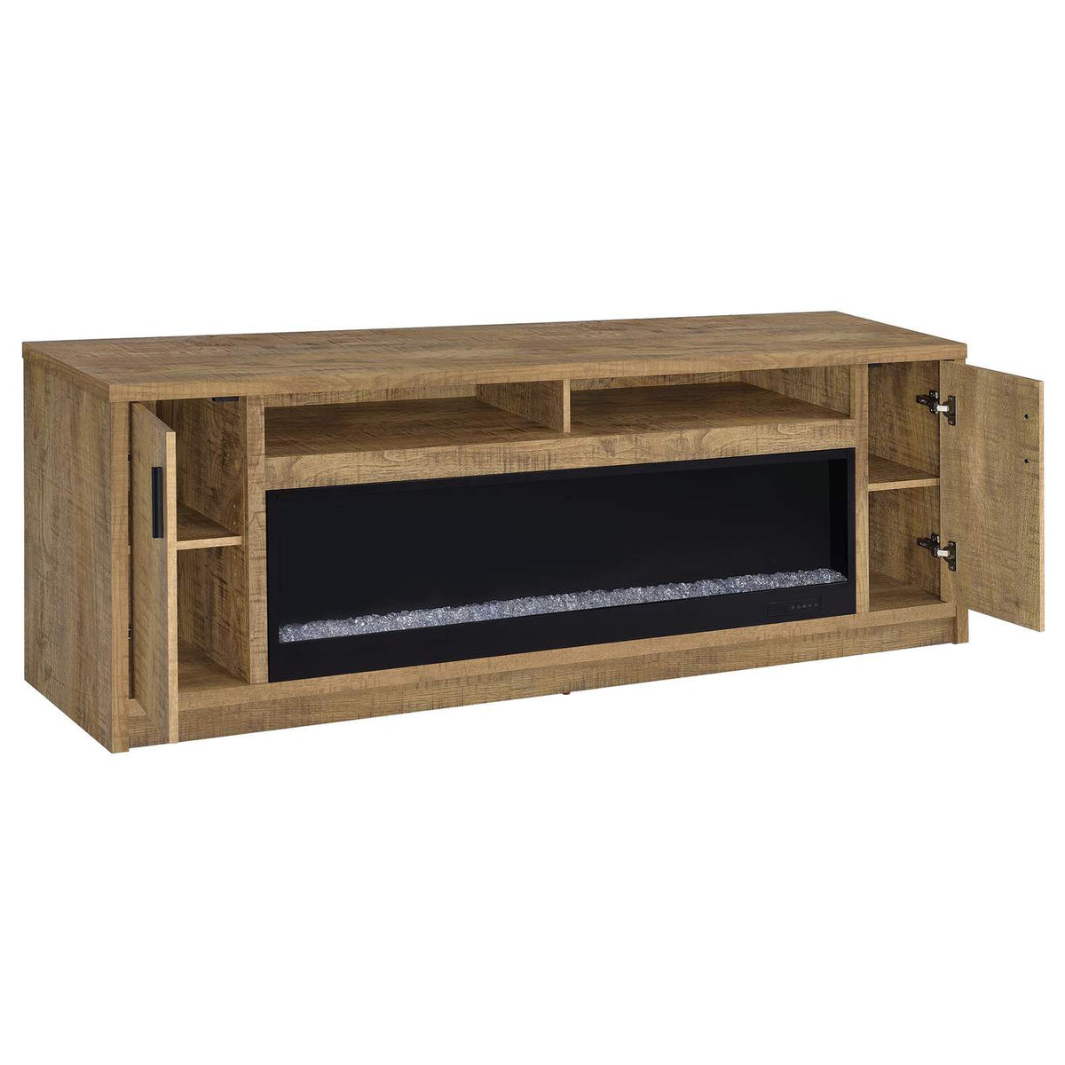 722843 Eddy 79-inch 2-door TV Stand Fireplace Media Console Mango