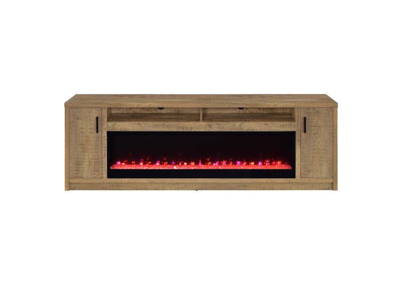 722843 Eddy 79-inch 2-door TV Stand Fireplace Media Console Mango