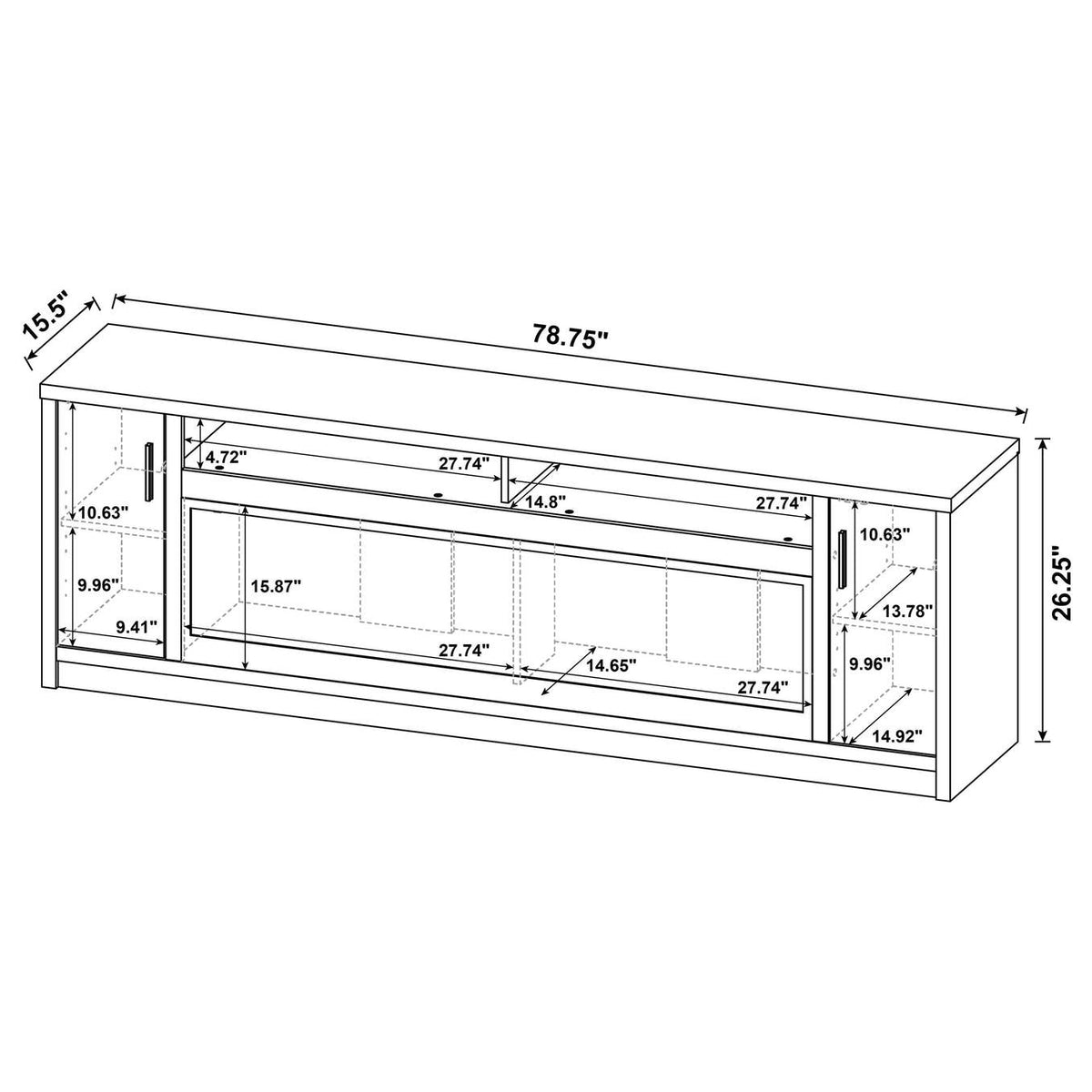 722843 Eddy 79-inch 2-door TV Stand Fireplace Media Console Mango