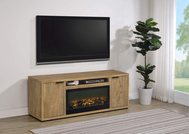 722852 Fuller 60-inch 2-door TV Stand Fireplace Media Console Mango