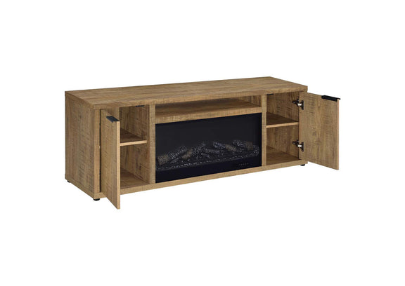 722852 Fuller 60-inch 2-door TV Stand Fireplace Media Console Mango