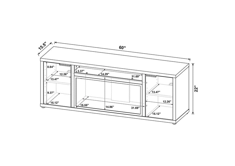 722852 Fuller 60-inch 2-door TV Stand Fireplace Media Console Mango