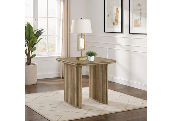 722857 Adina Square Wood Side End Table Distressed Light Brown
