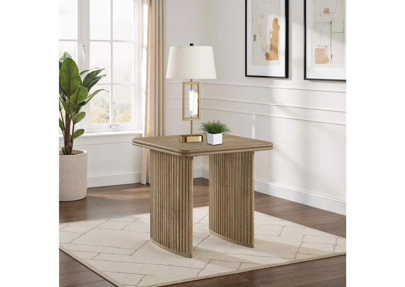 722857 Adina Square Wood Side End Table Distressed Light Brown