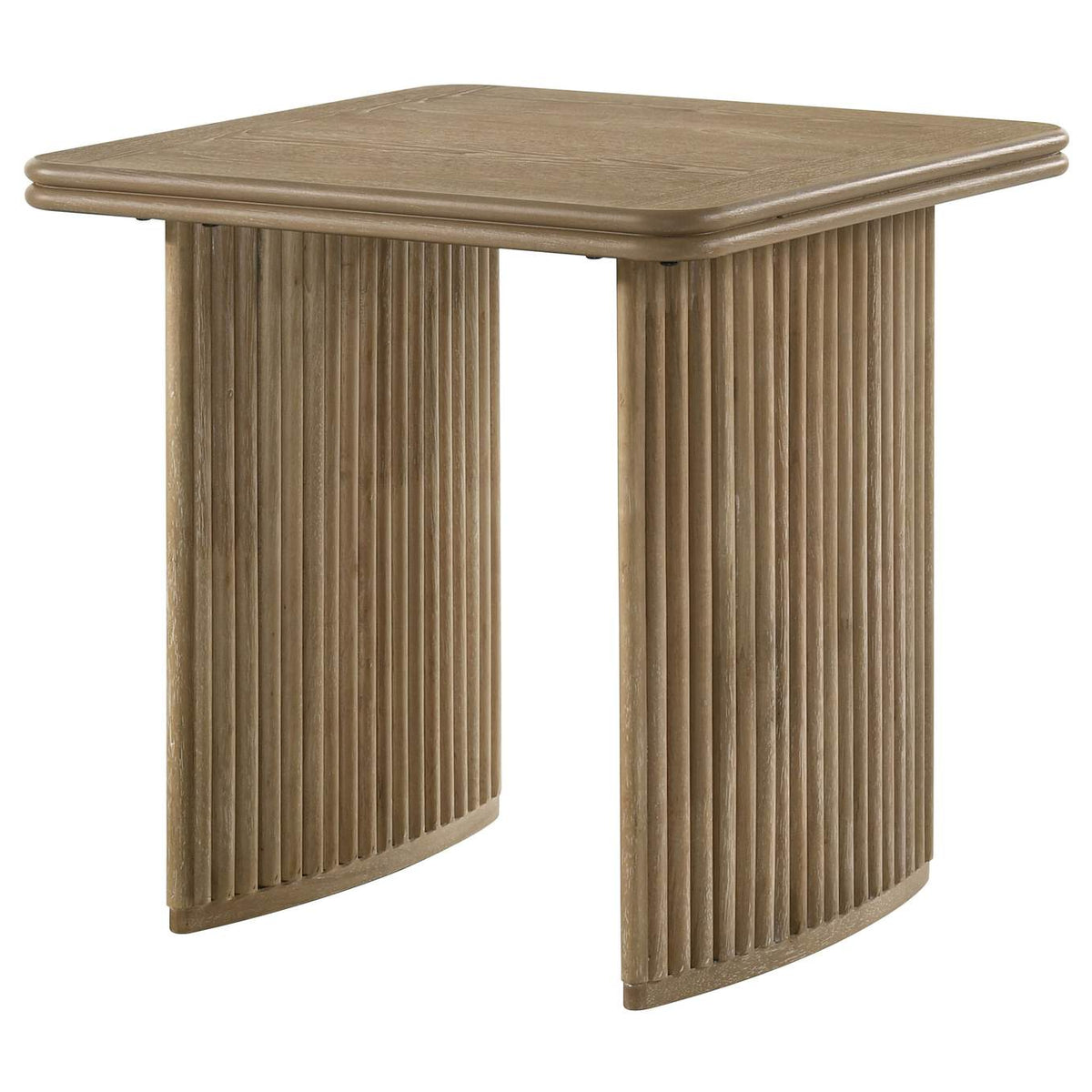 722857 Adina Square Wood Side End Table Distressed Light Brown
