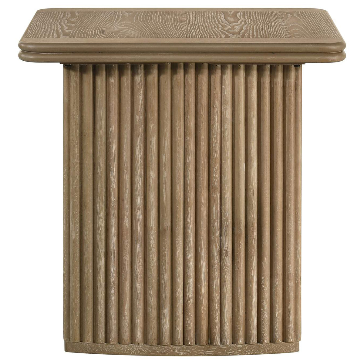 722857 Adina Square Wood Side End Table Distressed Light Brown