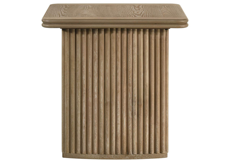 722857 Adina Square Wood Side End Table Distressed Light Brown