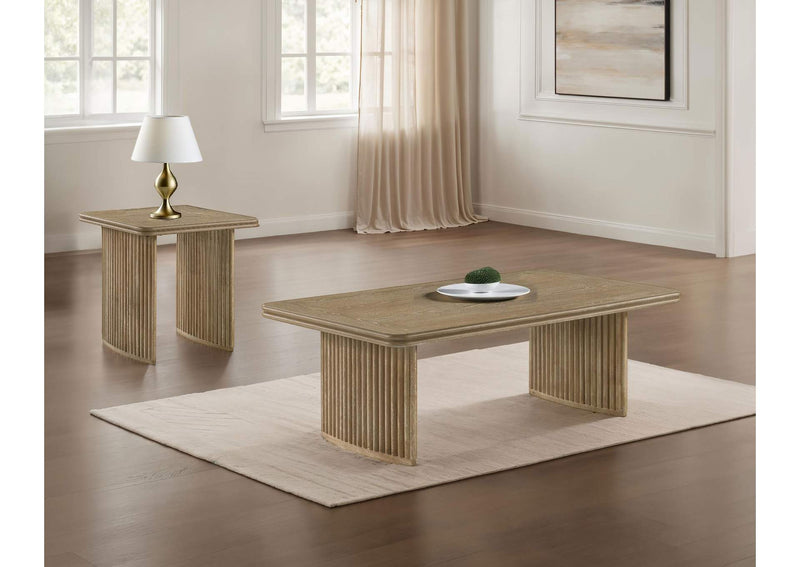 722858-S2 Adina 2-piece Wood Coffee Table Set Distressed Light Brown