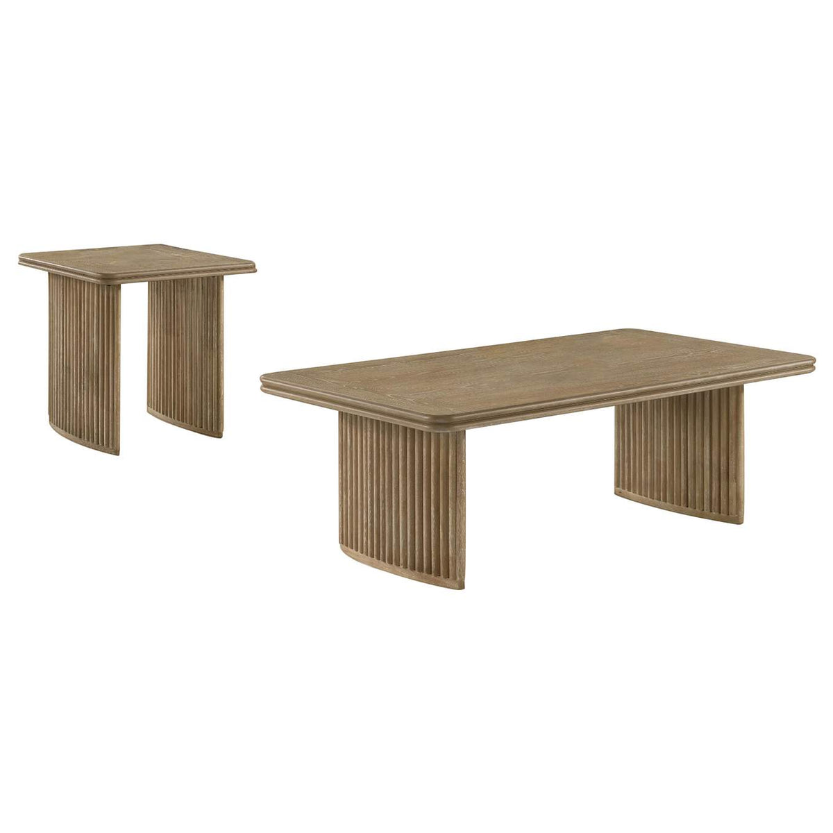 722858-S2 Adina 2-piece Wood Coffee Table Set Distressed Light Brown