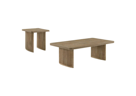 722858-S2 Adina 2-piece Wood Coffee Table Set Distressed Light Brown