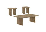 722858-S3 Adina 3-piece Wood Coffee Table Set Distressed Light Brown