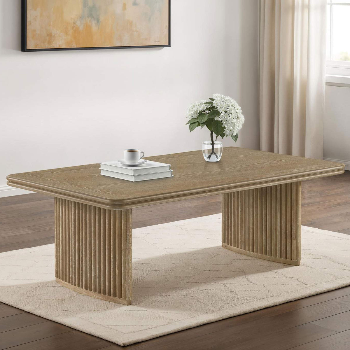722858 Adina Rectangular Wood Coffee Table Distressed Light Brown
