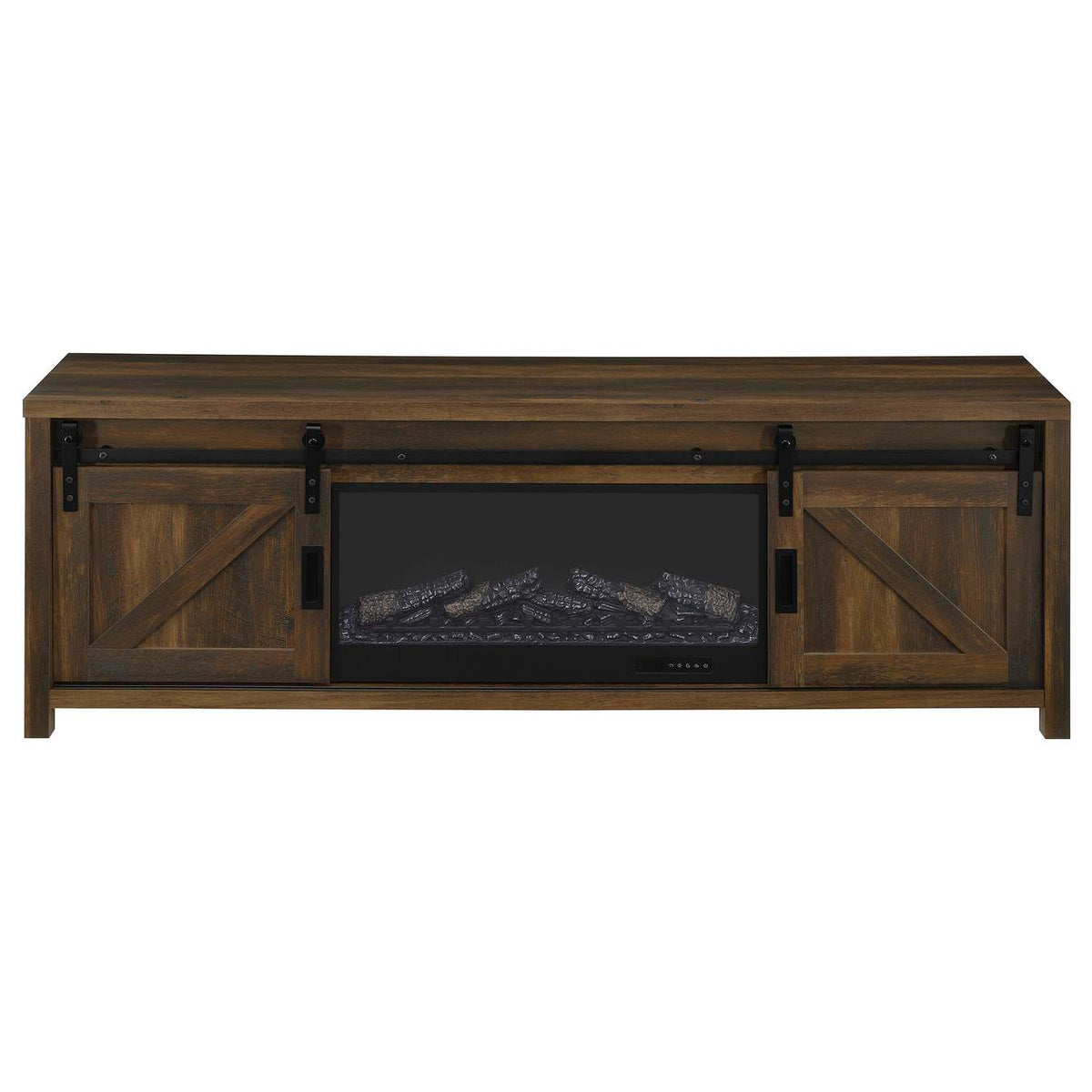 722863 Enfield 71-inch TV Stand Fireplace Media Console Dark Pine
