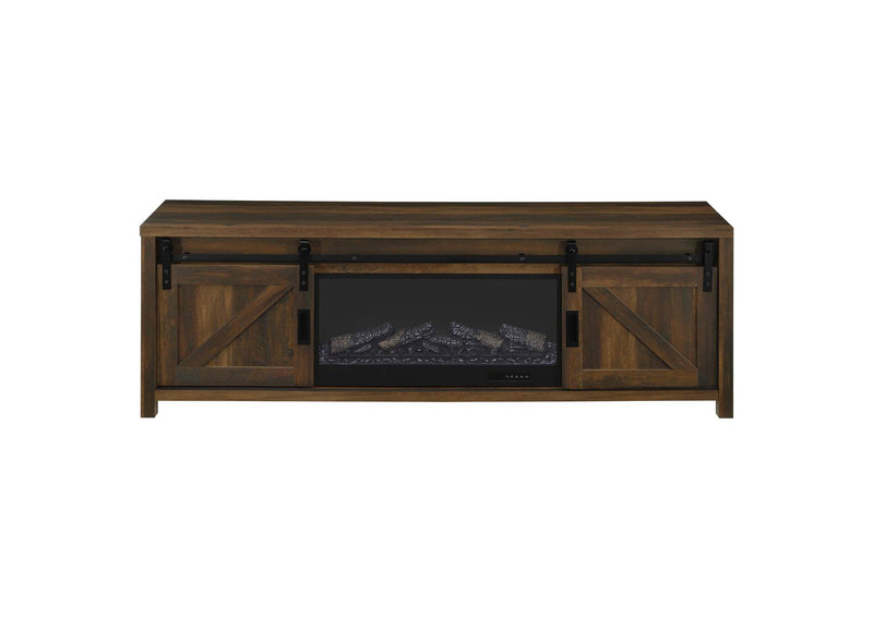 722863 Enfield 71-inch TV Stand Fireplace Media Console Dark Pine