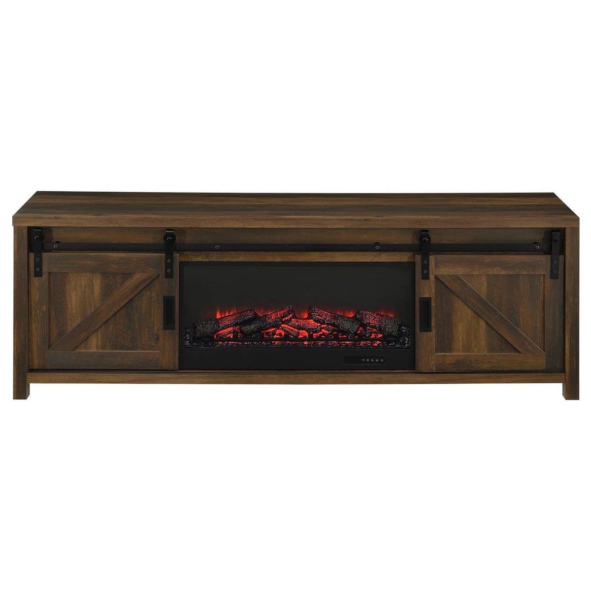 722863 Enfield 71-inch TV Stand Fireplace Media Console Dark Pine