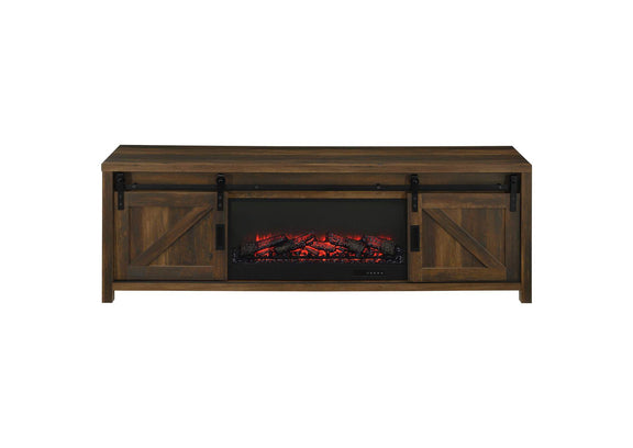 722863 Enfield 71-inch TV Stand Fireplace Media Console Dark Pine
