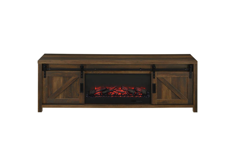 722863 Enfield 71-inch TV Stand Fireplace Media Console Dark Pine