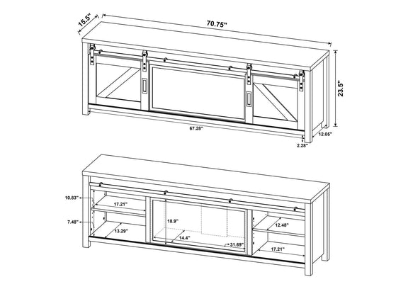 722863 Enfield 71-inch TV Stand Fireplace Media Console Dark Pine