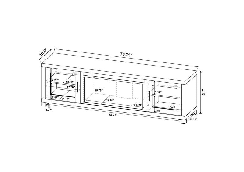 722873 Havering 71-inch TV Stand Fireplace Media Console Dark Pine