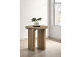 722937 Adina Round Wood Side End Table Distressed Light Brown
