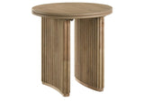 722937 Adina Round Wood Side End Table Distressed Light Brown