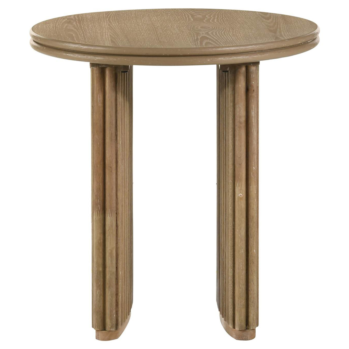 722937 Adina Round Wood Side End Table Distressed Light Brown