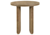 722937 Adina Round Wood Side End Table Distressed Light Brown