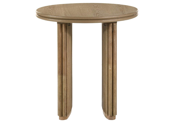 722937 Adina Round Wood Side End Table Distressed Light Brown