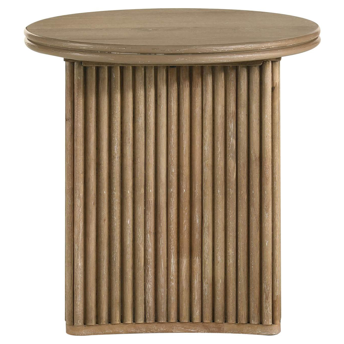 722937 Adina Round Wood Side End Table Distressed Light Brown