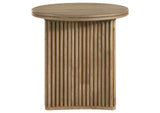 722937 Adina Round Wood Side End Table Distressed Light Brown