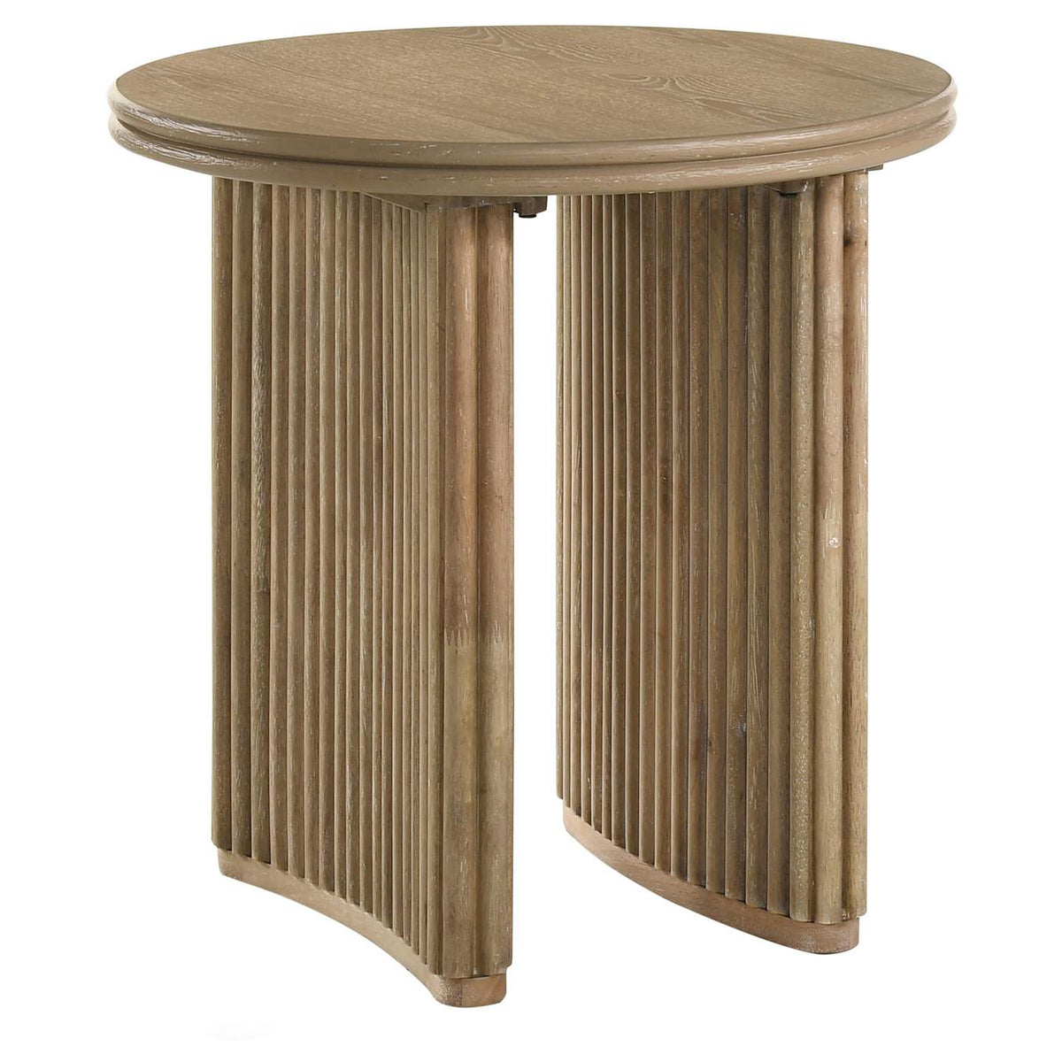 722938-S2 Adina 2-piece Round Coffee Table Set Distressed Light Brown