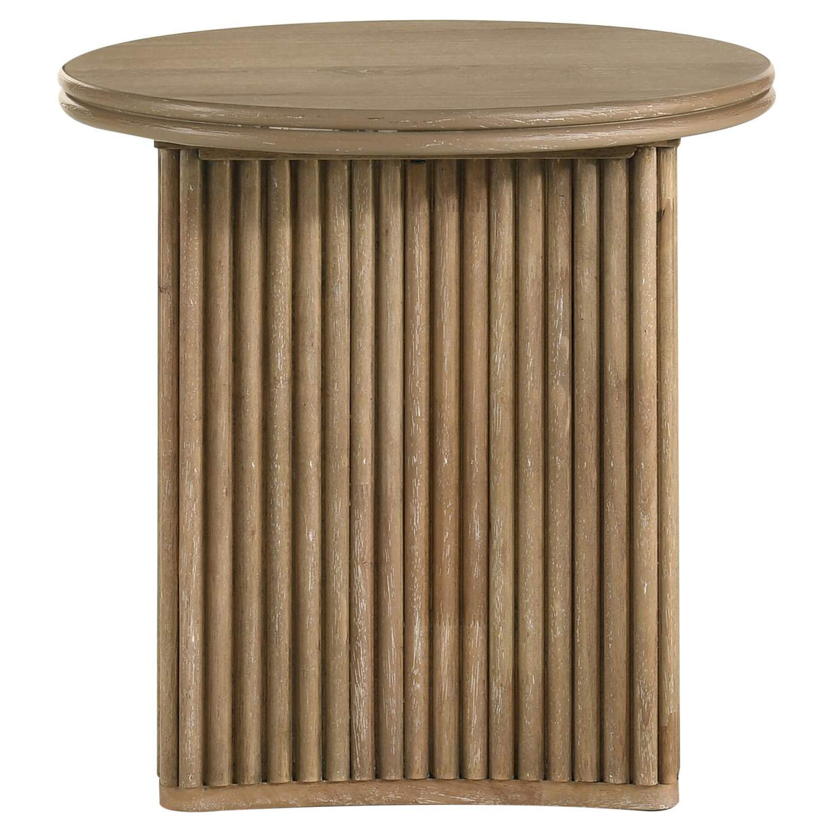 722938-S2 Adina 2-piece Round Coffee Table Set Distressed Light Brown