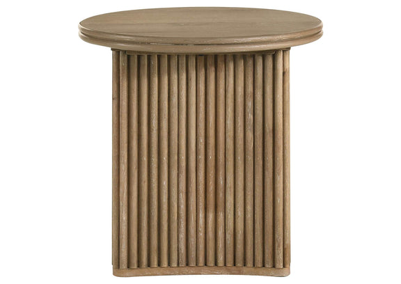 722938-S2 Adina 2-piece Round Coffee Table Set Distressed Light Brown