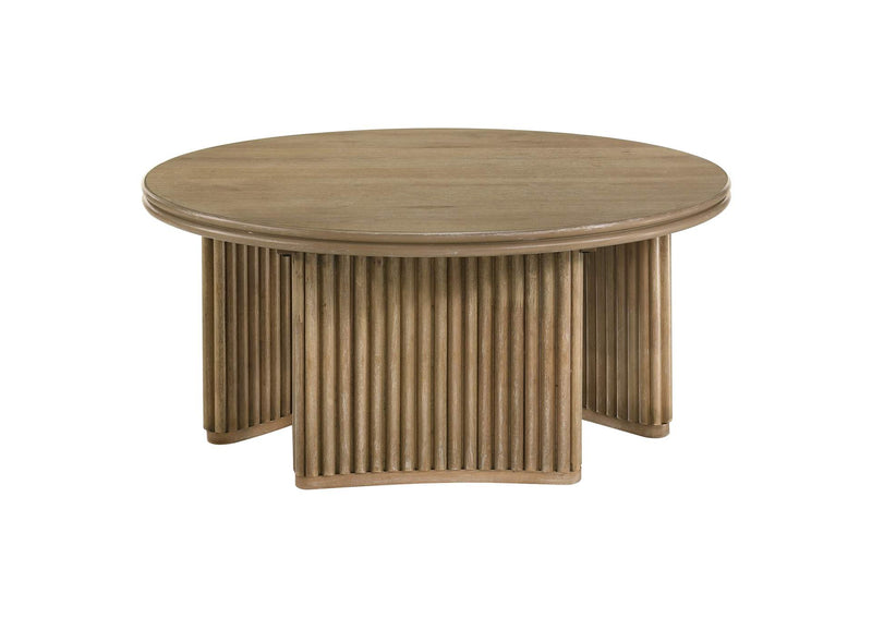 722938-S2 Adina 2-piece Round Coffee Table Set Distressed Light Brown